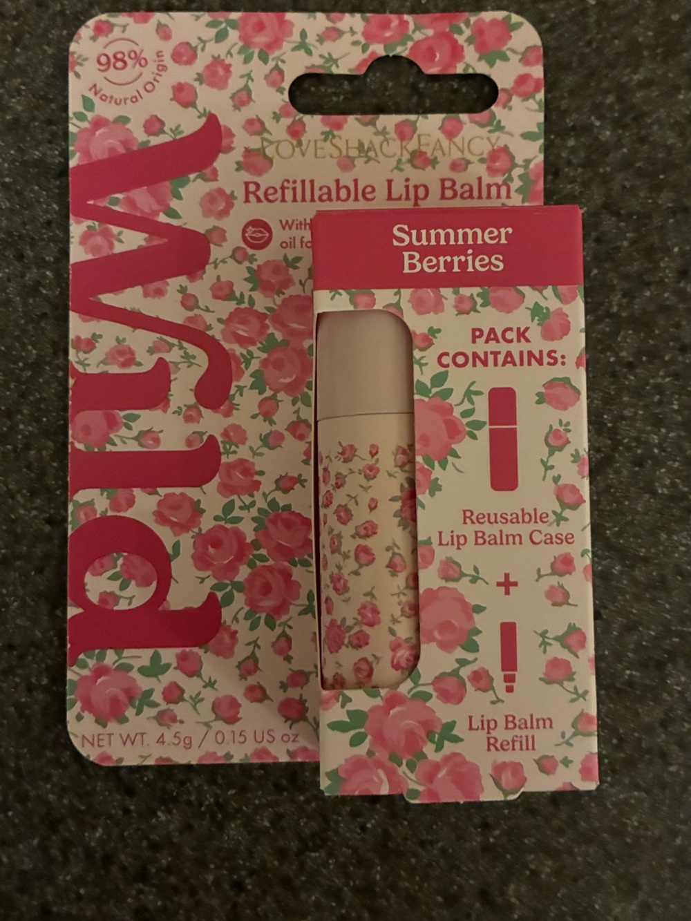 Loveshack Fancy Refillable Lip Balm - Summer Berries (Pink Floral)